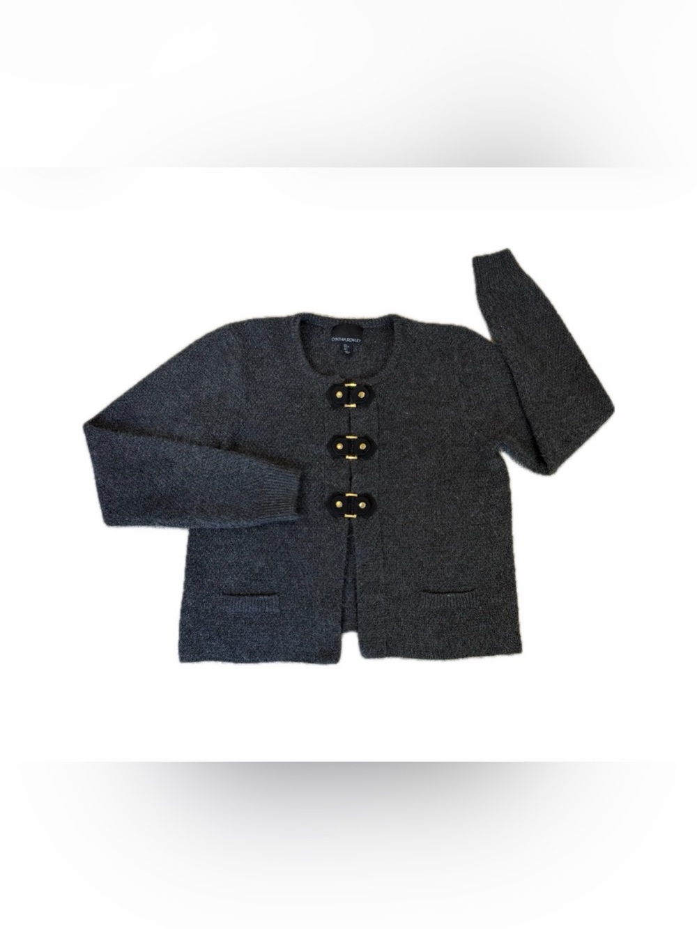 Cynthia Rowley Women’s Knit Sweater Cardigan Gray Long Sleeves Buckle Latch L
